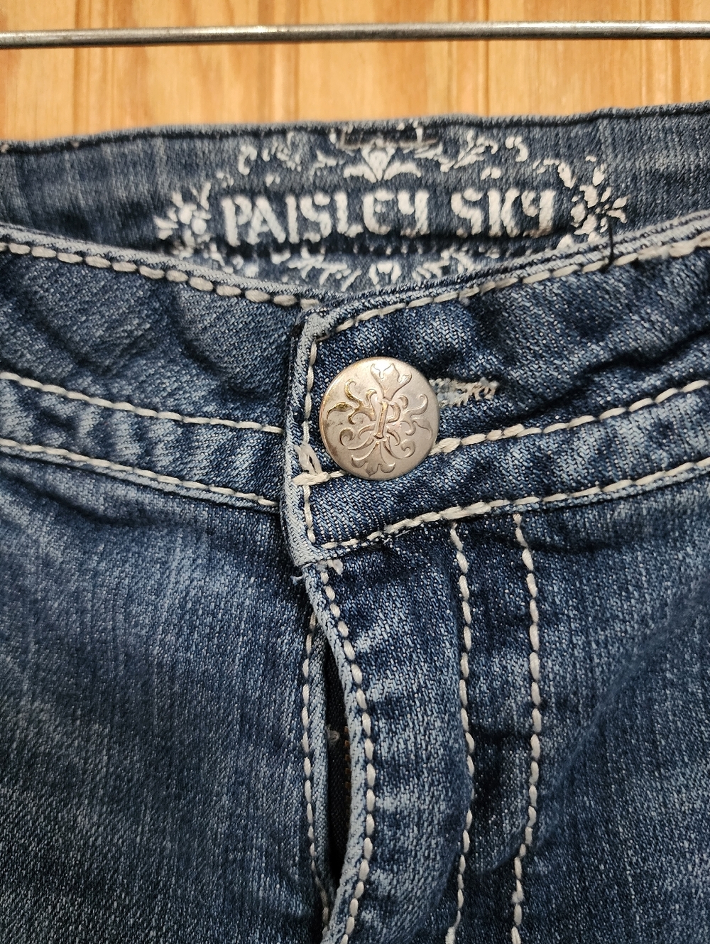 Paisley Sky Women's Medium Blue Flared Jeans - Picture 3 of 7